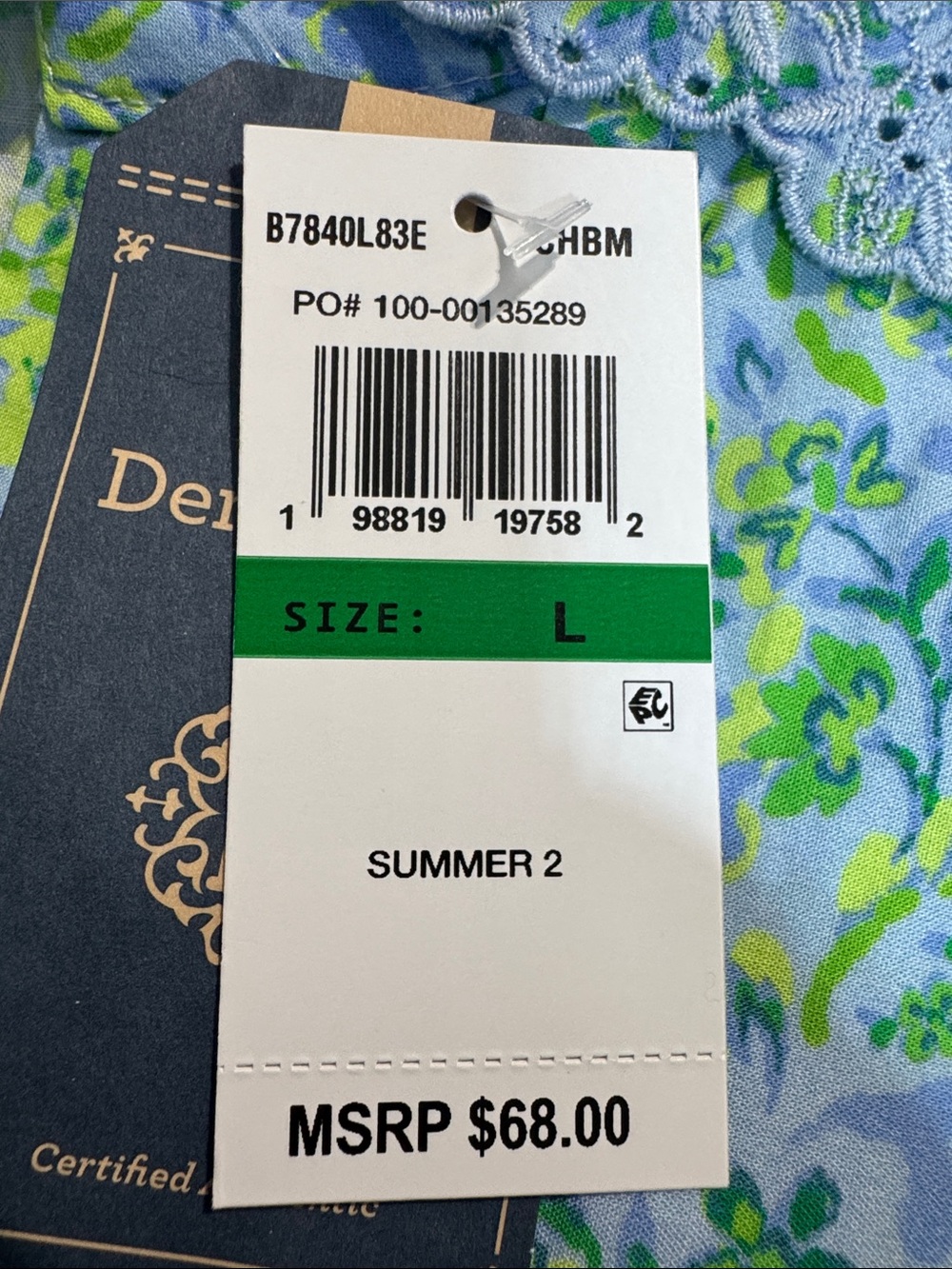 Democracy Sleeveless Scallop-Hem Floral Embroidered Top in Light Blue & Greens - Picture 7 of 9